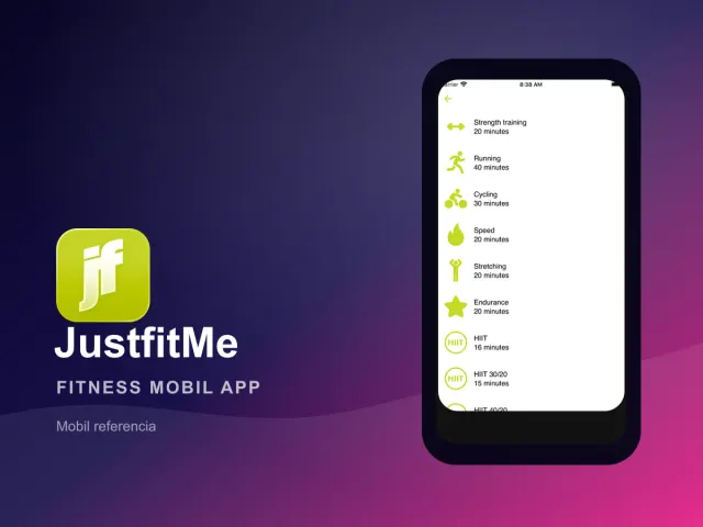 JustfitMe iOS mobil app
